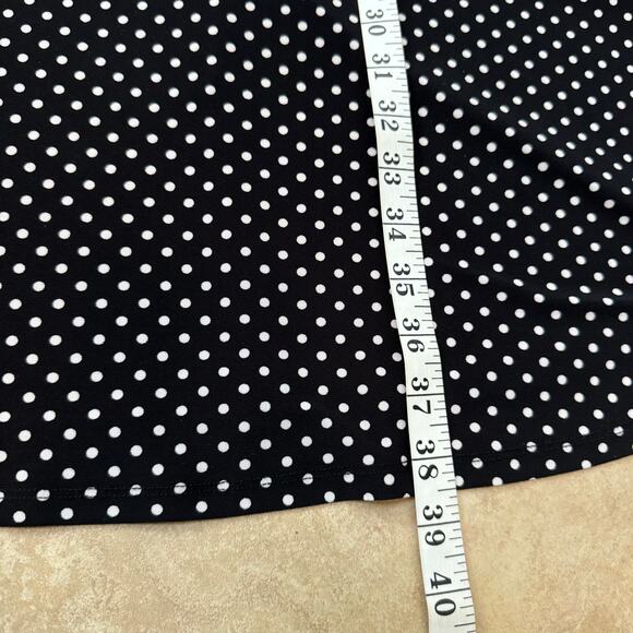 Anne Klein Polka Dot Dress Women’s Size 4 Drop Waist Black Career Midi Knee - Picture 10 of 10